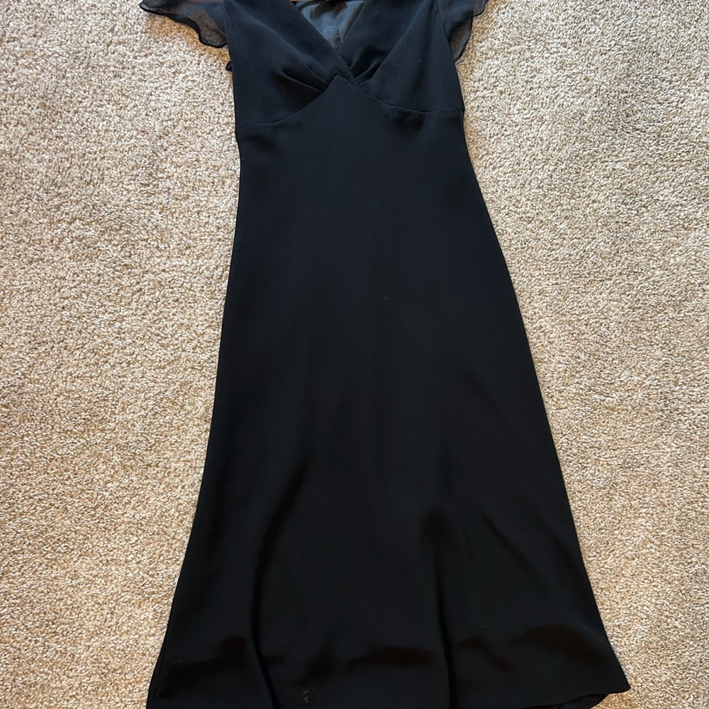 Vintage Silk flutter sleeve black gown - Picture 9 of 13